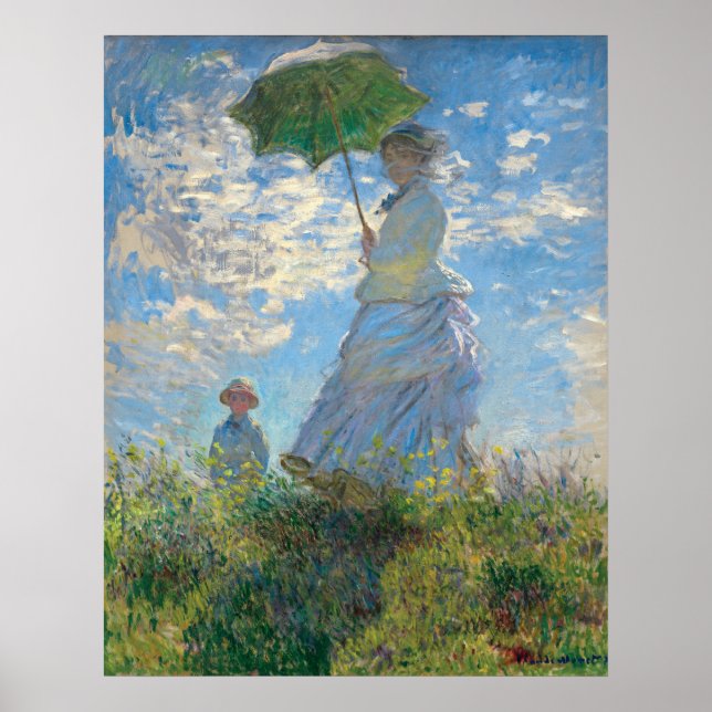 Restored Monet's Woman with a Parasol The Stroll Poster (Front)