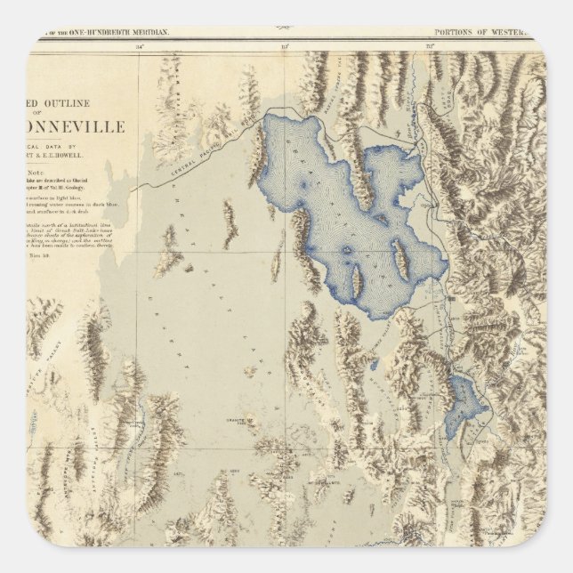 Restored Outline of Lake Bonneville Square Sticker (Front)
