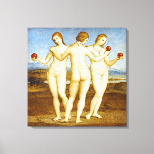 Restored Raphael Classic The Three Graces Painting Canvas Print (Front)