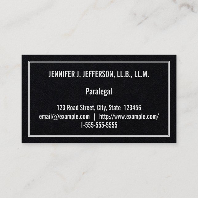 Restrained Paralegal Business Card (Front)