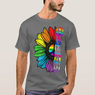 Restro HUMAN Sunflower LGBT Flag Gay Pride Month P T-Shirt