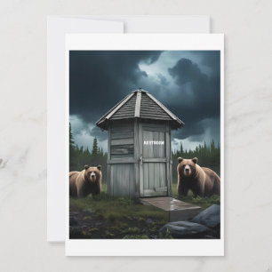 Restroom – Bear Outhouse Camping Holiday Card
