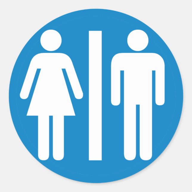 Restroom Facilities Highway Sign Classic Round Sticker (Front)