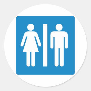 Restroom Facilities Highway Sign Classic Round Sticker