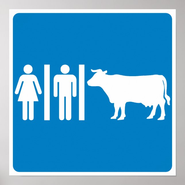 Restroom Facilities Humourous Highway Sign - COWS? (Front)