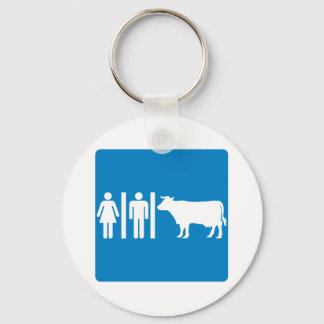 Restroom Facilities Humourous Highway Sign - COWS? Key Ring