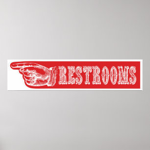 Restroom Pointing Finger Carnival Circus Sign LFT