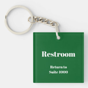 Restroom Return To Suite Number Dark Green & White Key Ring