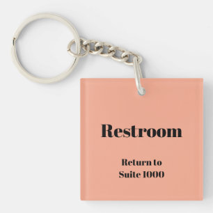 Restroom Return To Suite Number Peach and Black Key Ring