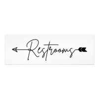 Restrooms direction sign left, party arrow Poster
