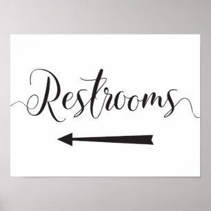 Restrooms Sign Wedding Directions Left Arrow