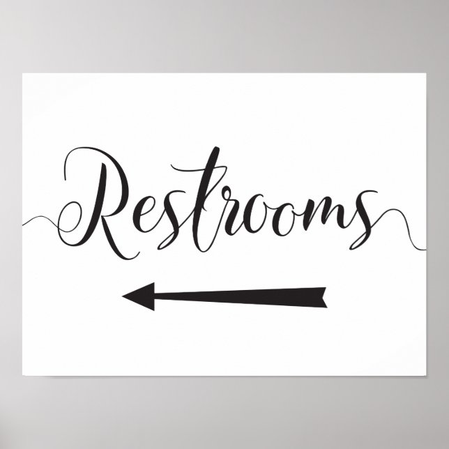 Restrooms Sign Wedding Directions Left Arrow (Front)