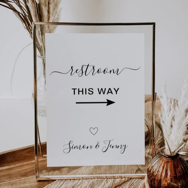 Restrooms This Way Wedding Sign Invitation (Restrooms This Way Wedding Sign Invitation)