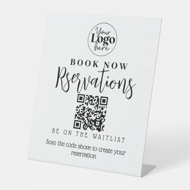 Resturant reservation booking QR small business Pedestal Sign (Front)