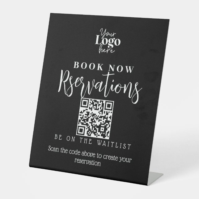 Resturant reservation modern script Pedestal Sign (Front)