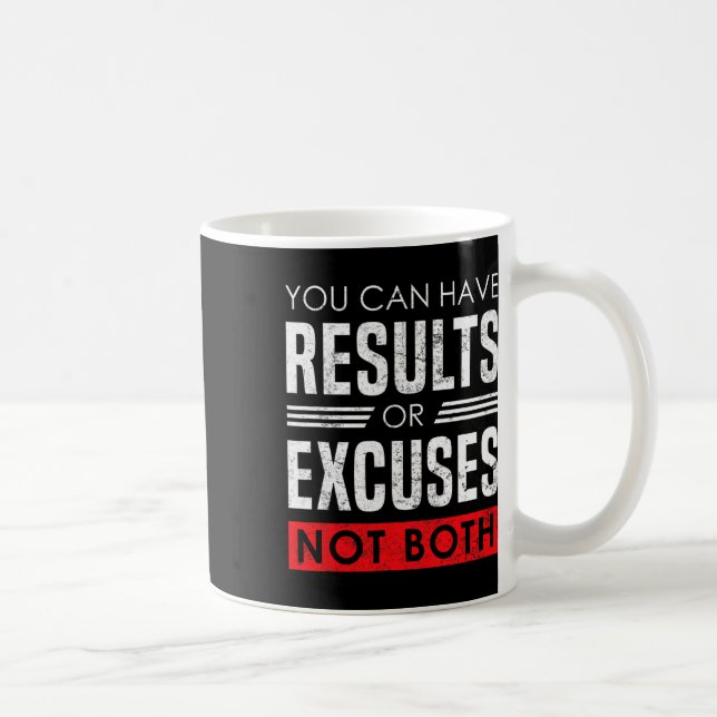 Results Or Excuses - Motivational Bodybuilding Quo Coffee Mug (Right)