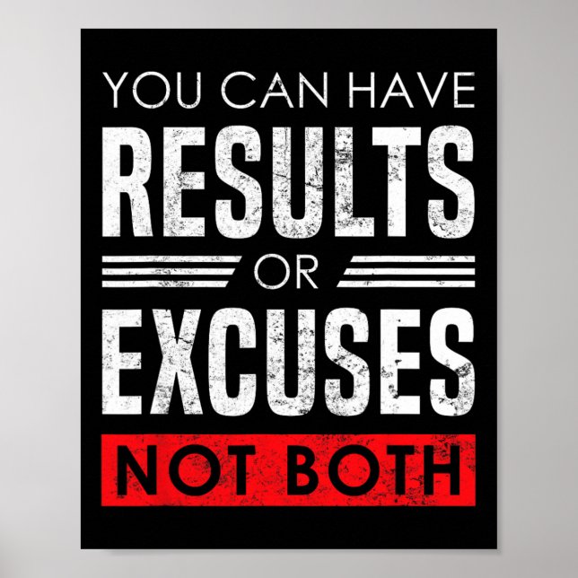 Results Or Excuses - Motivational Bodybuilding Quo Poster (Front)