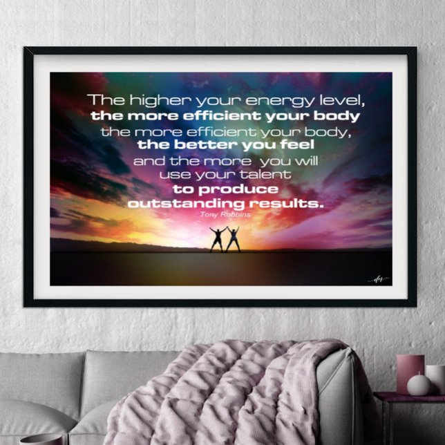 Results Poster (Transform your space with this inspiring poster featuring a Tony Robbins quote against a stunning su)