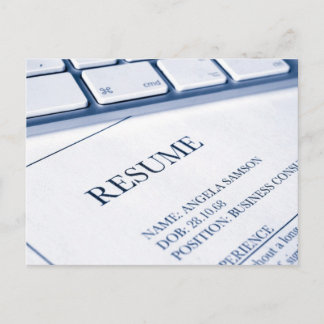 resume or cv job application postcard