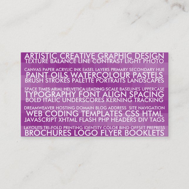 Resume Style - Purple Business Card (Front)