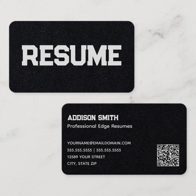 Resume Writer QR Code Business Card (Front/Back)