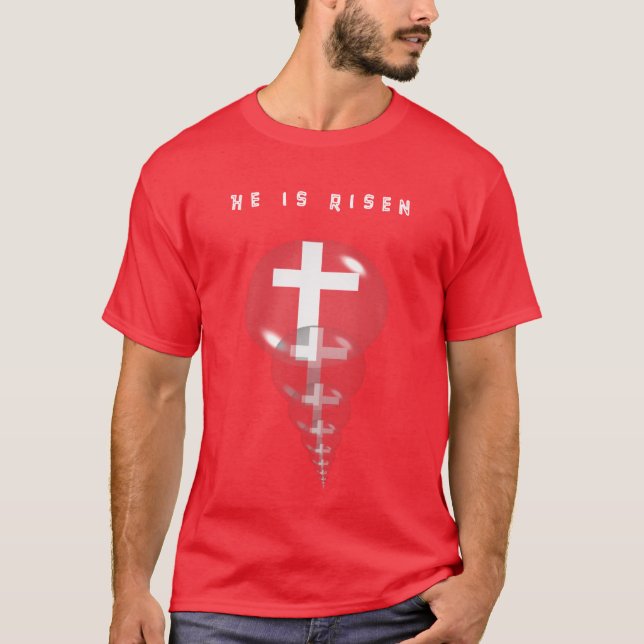 Resurrection Cross He is Risen T-Shirt (Front)
