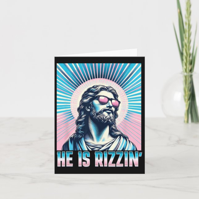 Resurrection Funny Easter Rizz Sungles He Is Rizzi Card (Front)