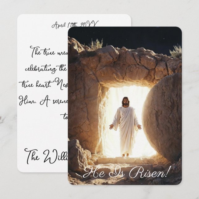 Resurrection Jesus Emerging from Grave  Greetings Card (Front/Back)
