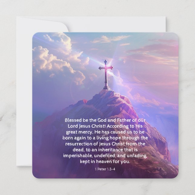 RESURRECTION LIFE Religious Easter Cross Scripture Holiday Card (Front)