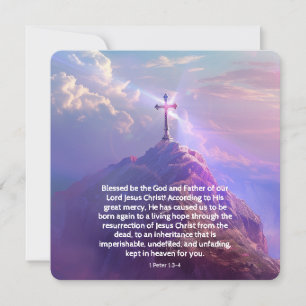 RESURRECTION LIFE Religious Easter Cross Scripture Holiday Card