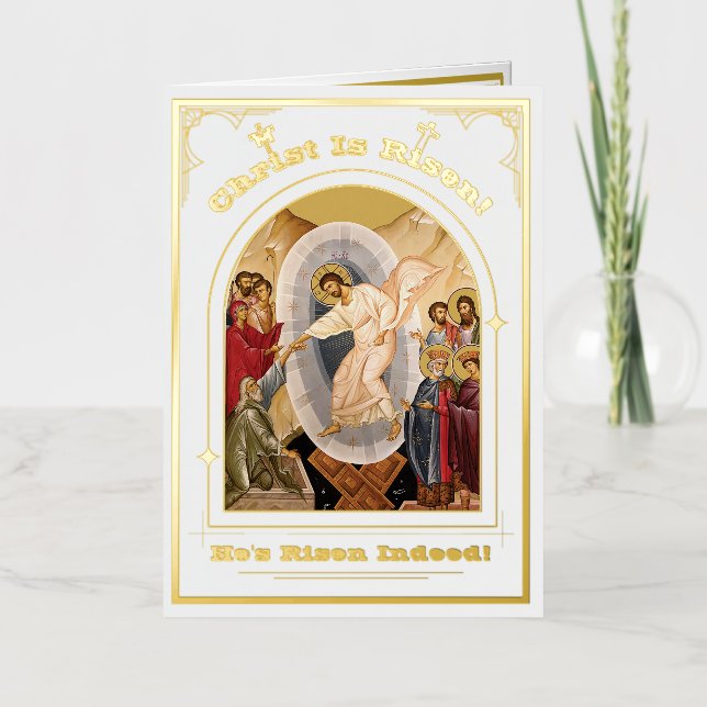 Resurrection Of Christ Easter Anastasis  Foil Holiday Card (Front)
