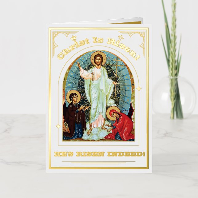 Resurrection Of Christ Orthodox Easter Foil Holiday Card (Front)
