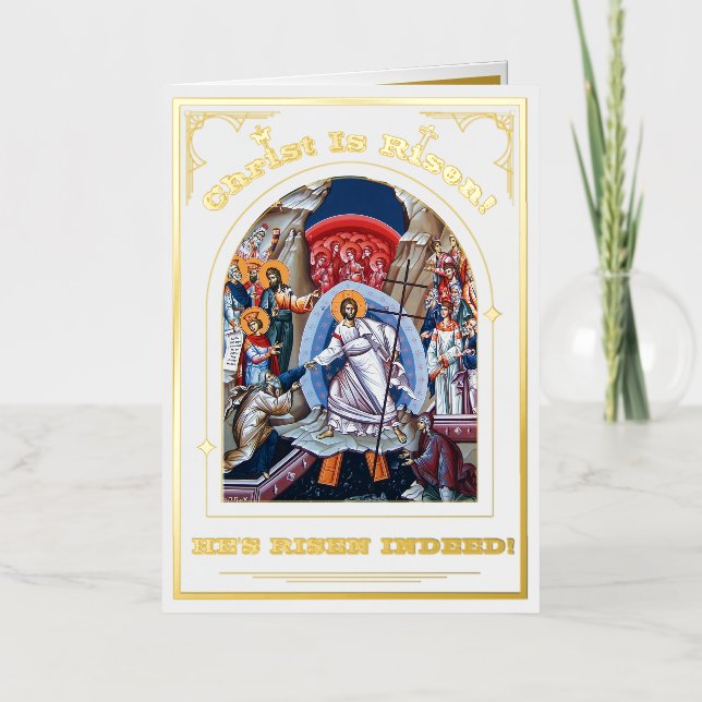 Resurrection Of Christ Orthodox Easter Foil Holiday Card (Front)