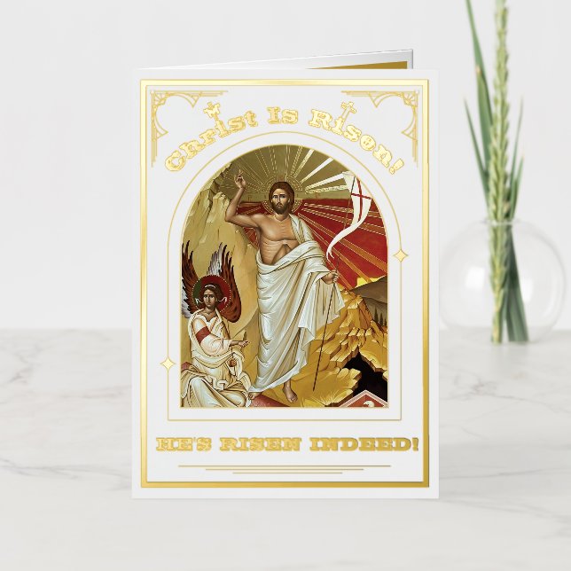 Resurrection Of Christ Orthodox Easter Foil Holiday Card (Front)