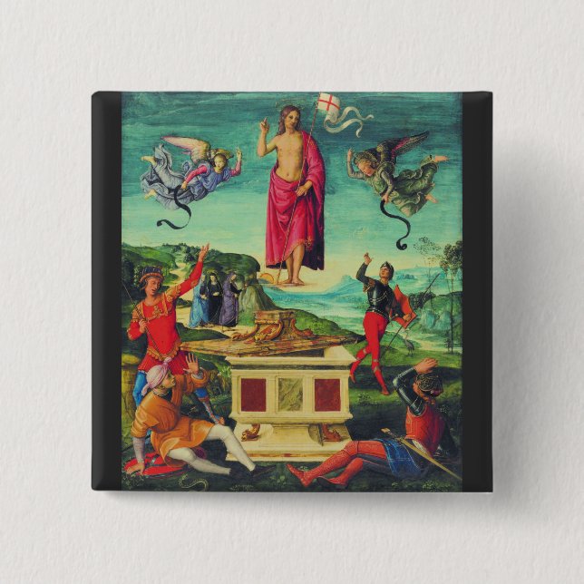 Resurrection of Jesus Christ by Raphael 15 Cm Square Badge (Front)