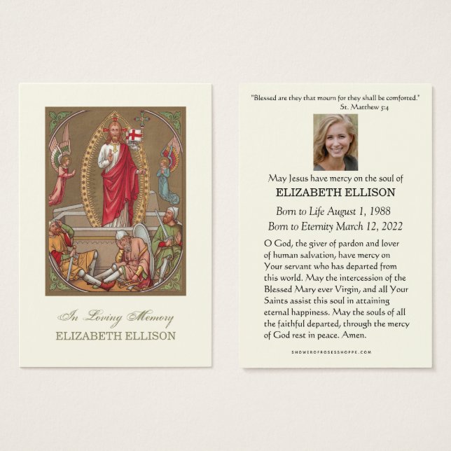 Resurrection of Jesus Funeral Prayer Card (Front & Back)