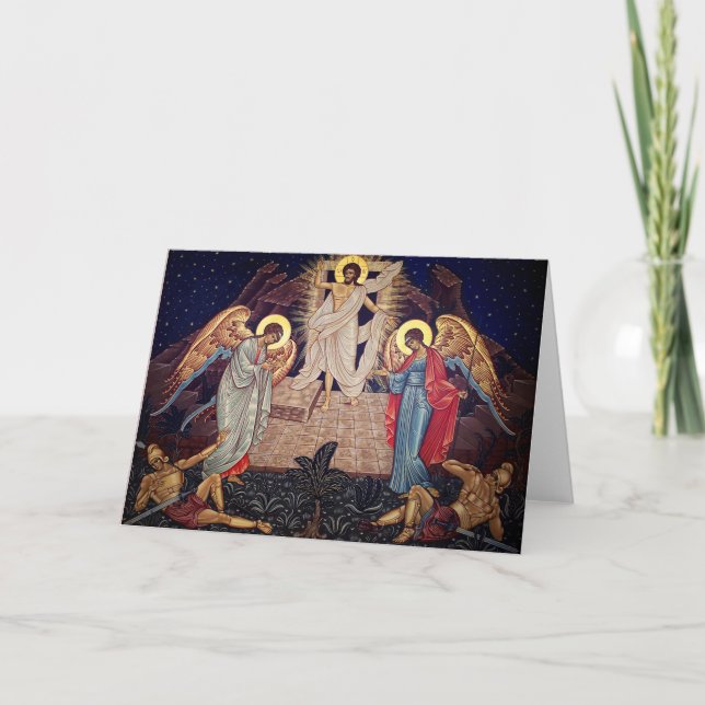 Resurrection of Our Lord Jesus Christ, Easter Icon Holiday Card (Front)
