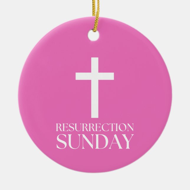 Resurrection Sunday Cross Christian Easter Ceramic Tree Decoration (Front)