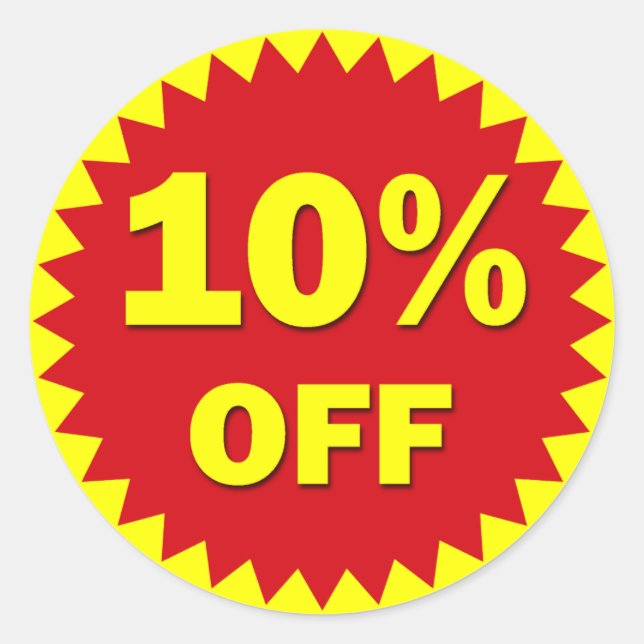 RETAIL BADGE - 10% OFF CLASSIC ROUND STICKER (Front)