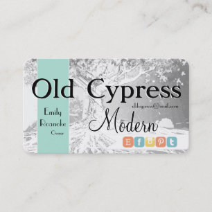 Retail Business with Old Tree Social Media Icons Business Card