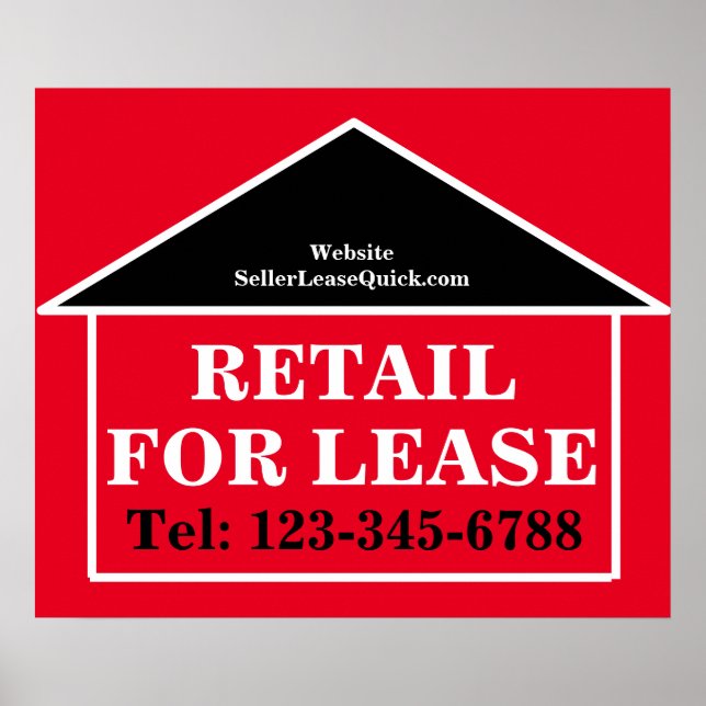 RETAIL FOR LEASE BOLD Real Estate Sign  (Front)