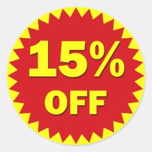 RETAIL SALE BADGE - 15% OFF CLASSIC ROUND STICKER