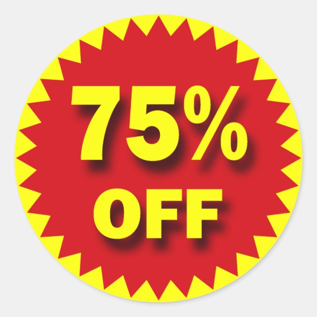 RETAIL SALE BADGE - 75% OFF CLASSIC ROUND STICKER (Front)