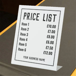 Retail Shop Price List Pedestal Sign