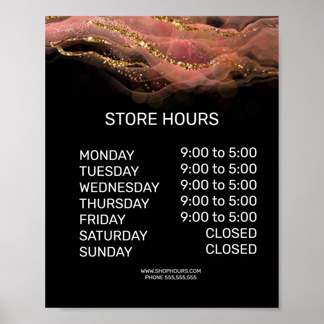 Retail store opening times sign (Front)