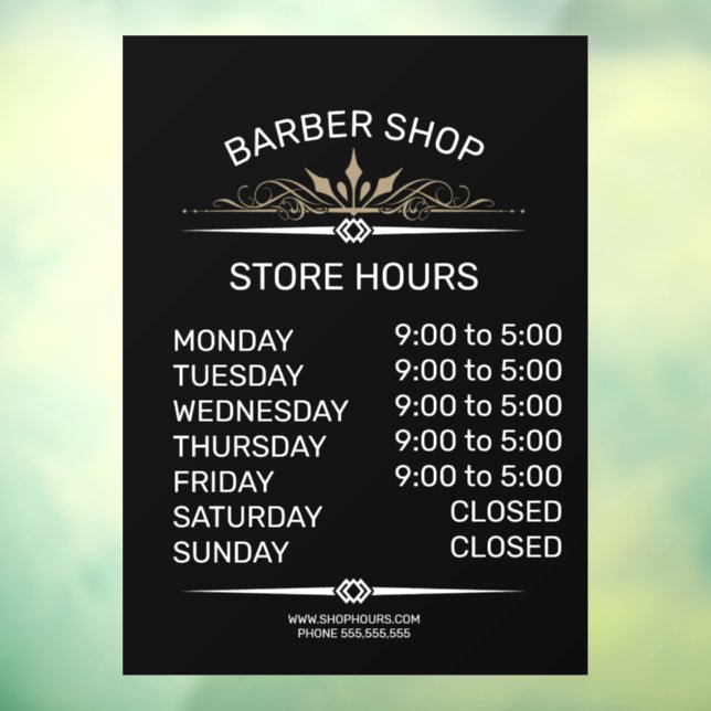 Retail store opening times sign barbers shop (Sheet 3)