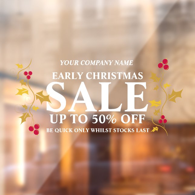Retail store shop business early christmas sale  window cling (Sheet 2)