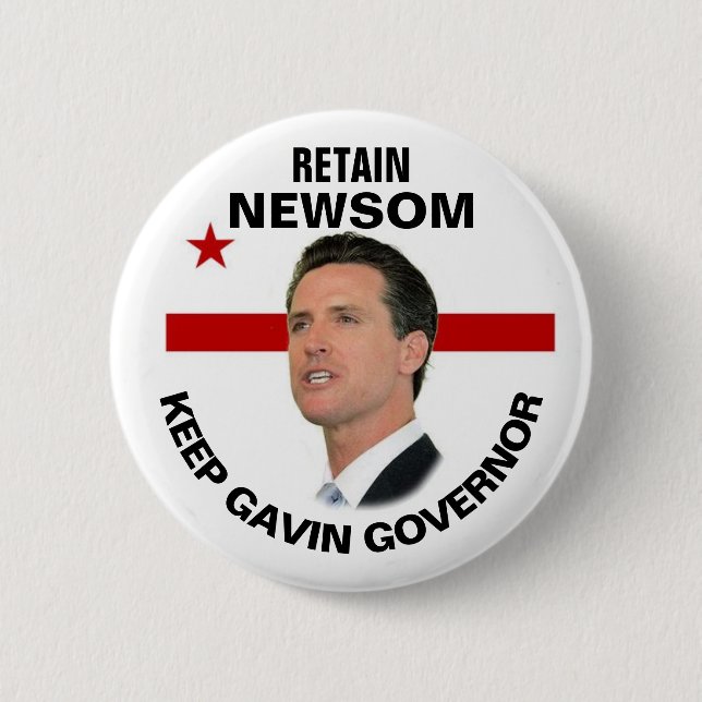 Retain Gavin Newsom in 2021 6 Cm Round Badge (Front)