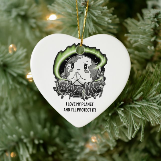 Rethink Reduce Reuse Recycle Save Earth Ceramic Tree Decoration (Tree)