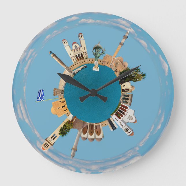 Rethymno city Greece little tiny planet landmark a Large Clock (Front)